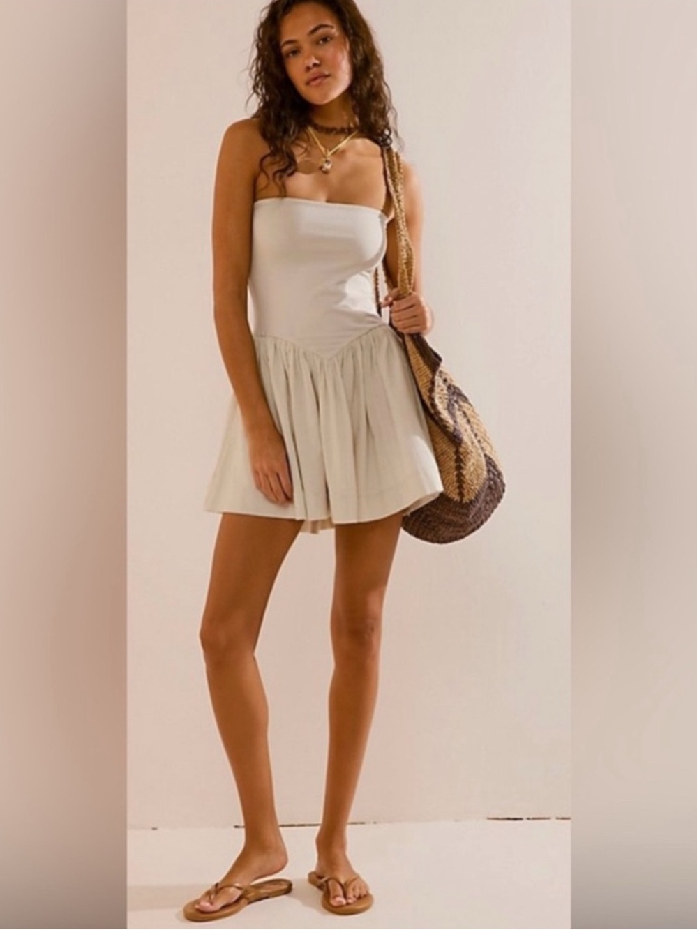 Free People Onda Strapless Tube Mini Dress Drop-Waist Size M
